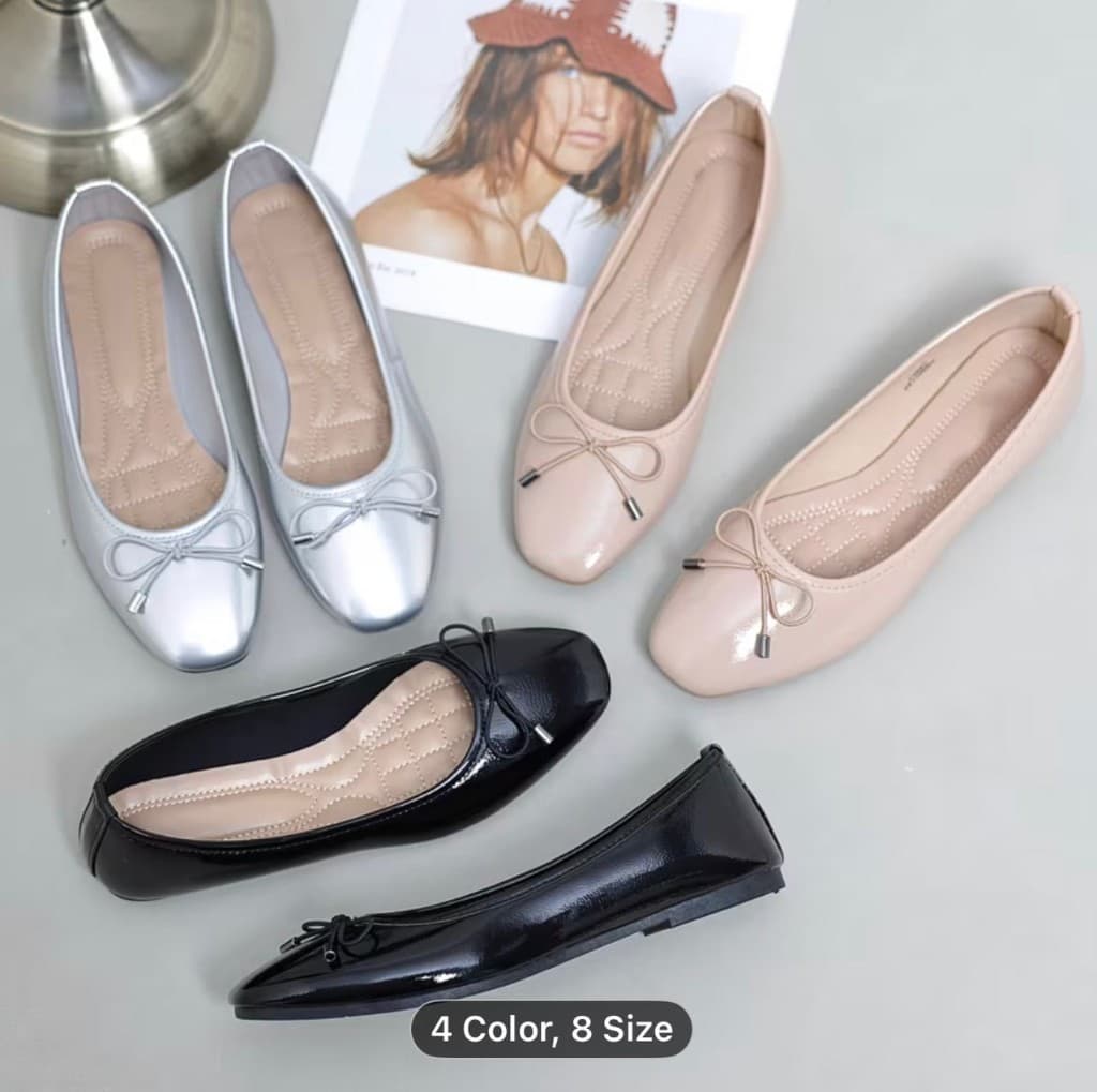 Ballet flat school shoes available in multiple colours and sizes